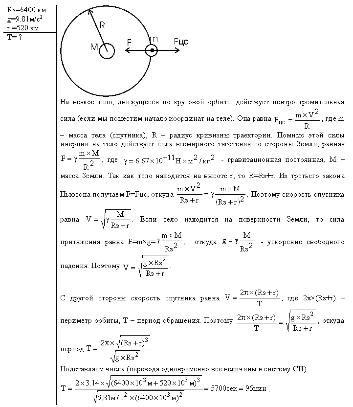 Определите периоды обращения искусственных спутников